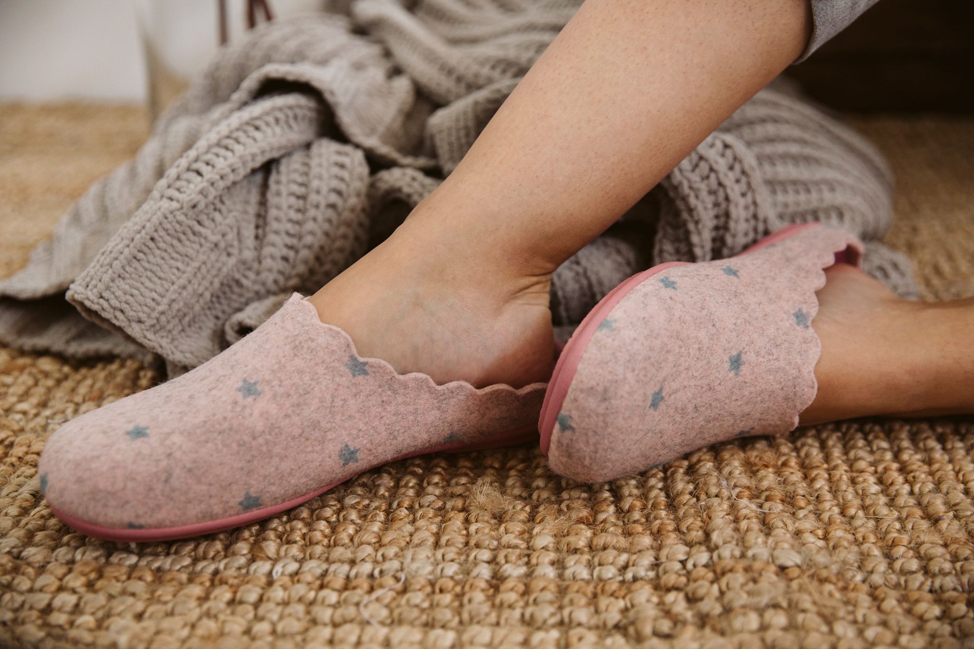 Zapatillas de Estar por Casa para Mujer Zapatillas Casa Invierno Tejido Saludable