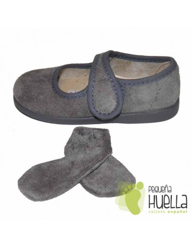 Merceditas Niña Grises con Lazo Desmontable