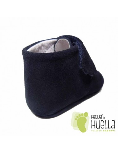 Botitas Bebés Piel Serraje Azul Marino Velcro