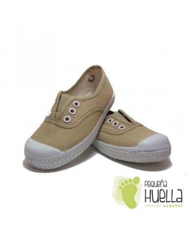 Zapatillas Lona Beige Niños Puntera de Goma, La Cadena.