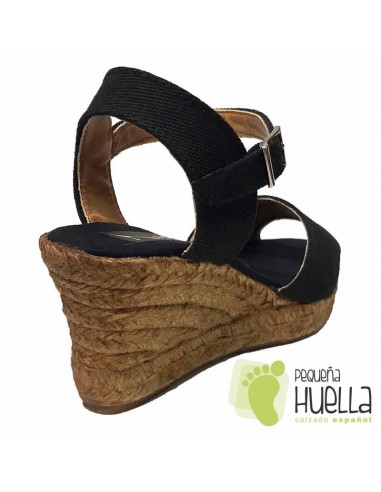 Alpargatas de cáñamo Negras para mujer con cuña