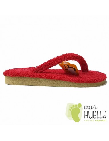 Zapatilla Roja de toalla rizo de dedo   para mujer  Berevëre V9301