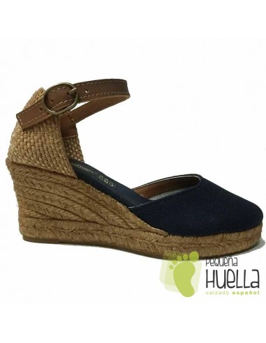 ALPARGATAS AZUL MARINO CUÑA Y PULSERA