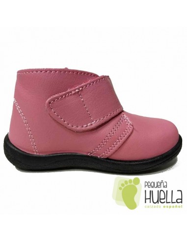 Bota Bebé Niño Niña Piel Velcro Rosas