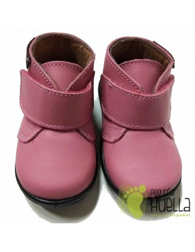 Bota Bebé Niño Niña Piel Velcro Rosas