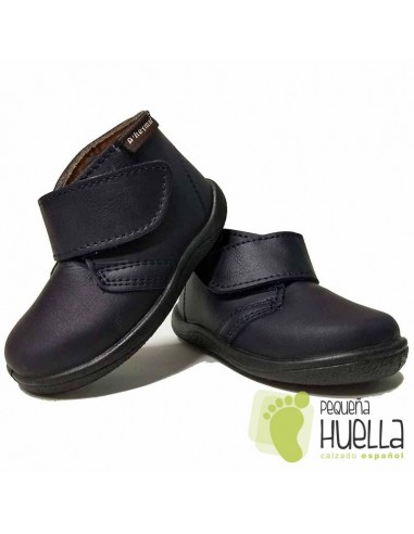Bota Bebé Niño Niña Piel Velcro Azules