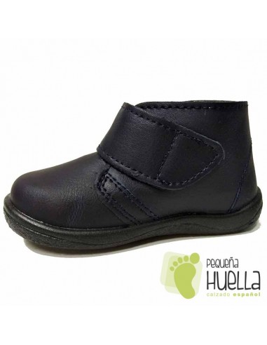 Bota Bebé Niño Niña Piel Velcro Azules
