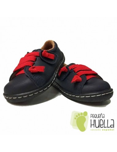 Zapato Niño Piel Velcro Azules