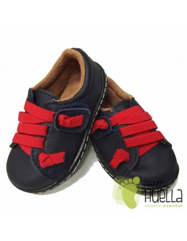 Zapato Niño Piel Velcro Azules