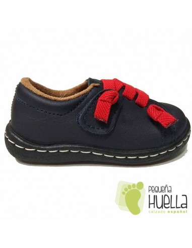 Zapato Niño Piel Velcro Azules