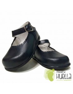 Merceditas de Piel Azul Marino