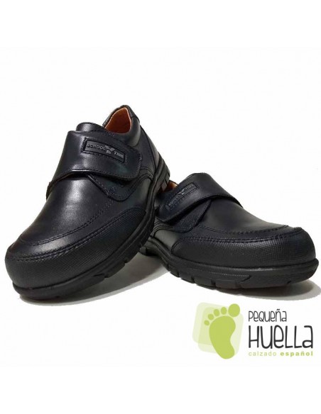 Zapato colegial velcro azul marino o negro YOWAS 11