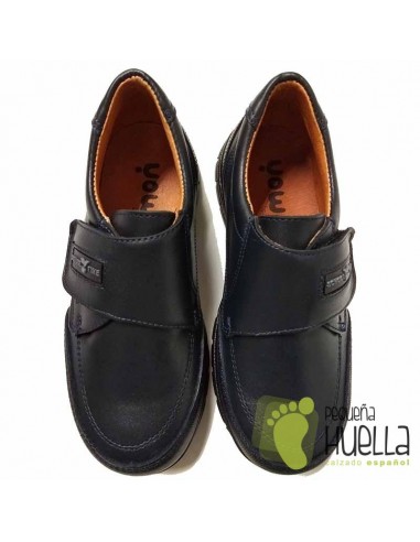 Zapato colegial velcro azul marino o negro YOWAS 11