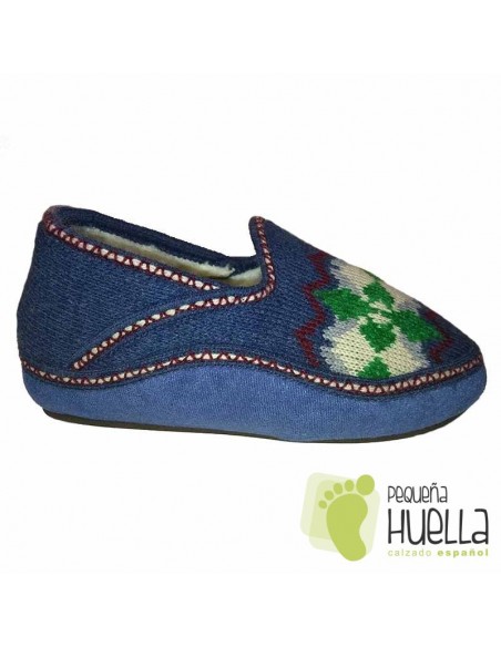 Zapatillas de lana para Casa de Mujer CALENTITAS Azul Tejano