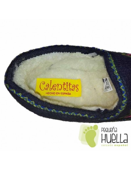 Zapatillas de lana para Casa de Mujer CALENTITAS Azul Marino