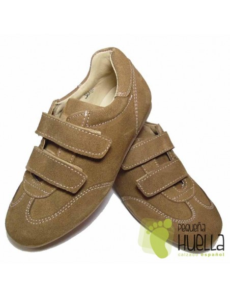 Zapatillas deportivas camel con velcro para niños