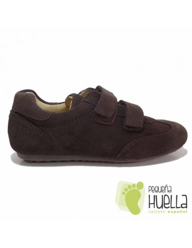 Zapatillas deportivas marrones  con velcro para niños