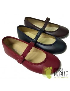 Merceditas Niña Piel Con Velcro Botón 2