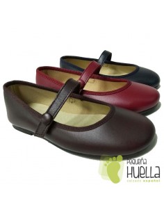 Merceditas Niña Piel Con Velcro Botón