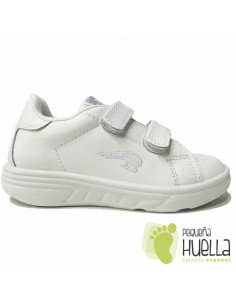Deportivos Niños Piel Blancos con Velcro 2