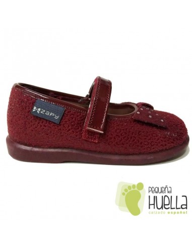 Merceditas Niñas Zapy con Velcro Burdeos