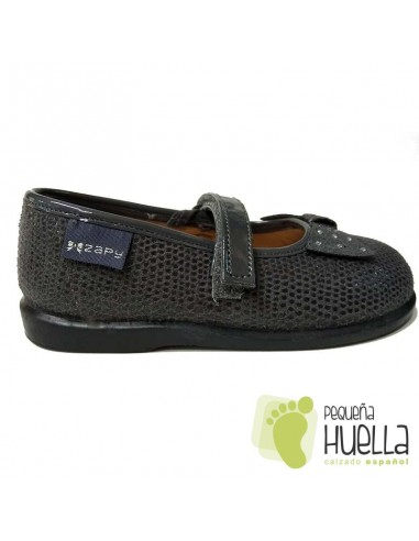 Merceditas Niñas Zapy con Velcro Grises