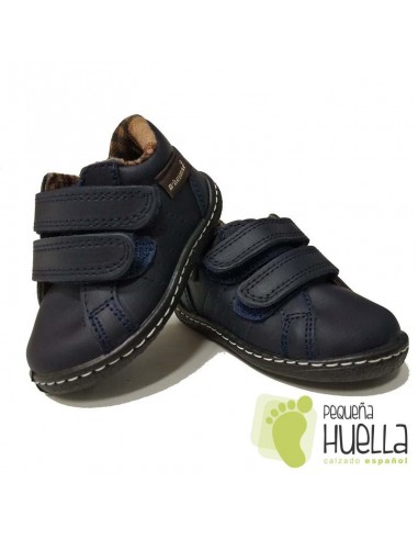 Botita Niños Piel con Velcro Azules