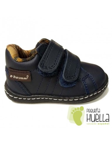Botita Niños Piel con Velcro Azules