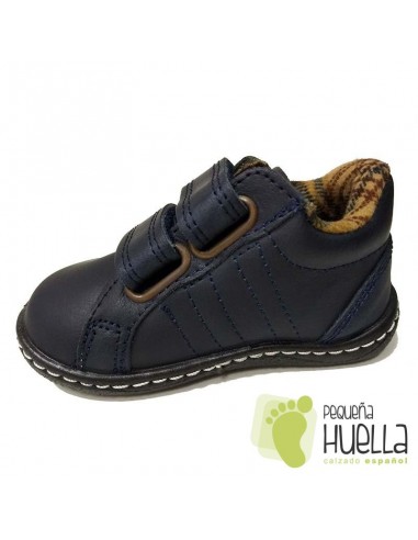 Botita Niños Piel con Velcro Azules