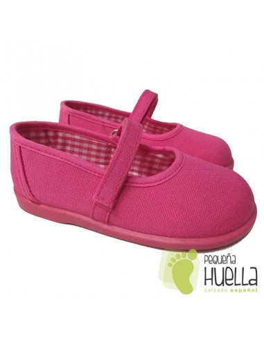 Merceditas Lona Rosa Fucsia para Niñas Zapy con Velcro