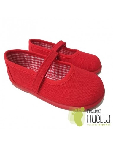 Merceditas Lona Rojas para Niñas Zapy con Velcro