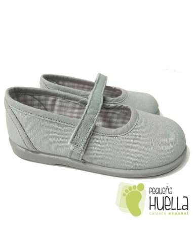 Merceditas Lona Grises para Niñas Zapy con Velcro