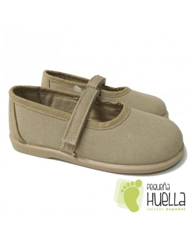 Merceditas Lona Tostado para Niñas Zapy con Velcro