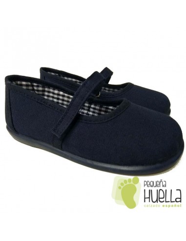 Merceditas Lona Azul Marino para Niñas Zapy con Velcro 218