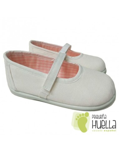 Merceditas Lona Blancas para Niñas Zapy con Velcro 218
