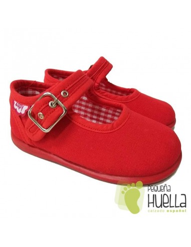 Merceditas Lona Rojas para bebes y niñas con Hebilla Zapy