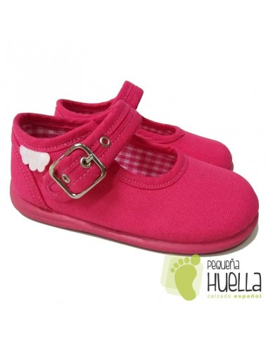 Merceditas Lona Rosa Fucsia para bebes y niñas con Hebilla Zapy