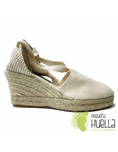 ALPARGATAS DE CUÑA CON CINTAS CRUDO