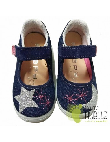 Merceditas niñas tela azules Zapy