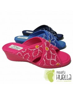 Zapatillas de Rizo Abierta y Cruzada toalla para Señora J. Ortega
