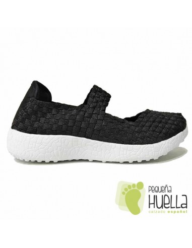 Zapatos negros tela elástica Mujer Doctor Cutillas 13601