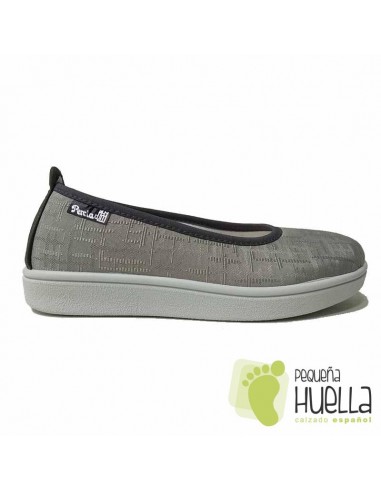 Zapatillas Tela Gris Mujer, LA PERCLA
