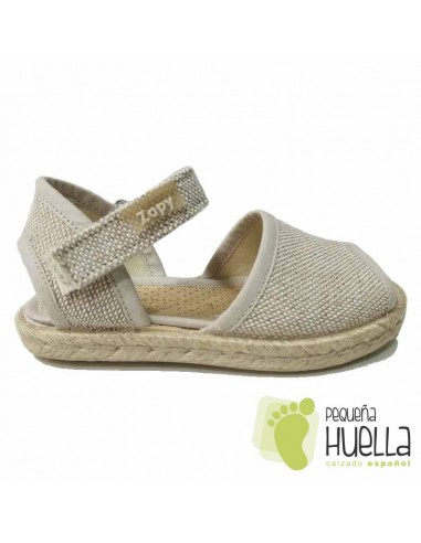 Alpargatas Sandalias Beige Niñas con Velcro Zapy