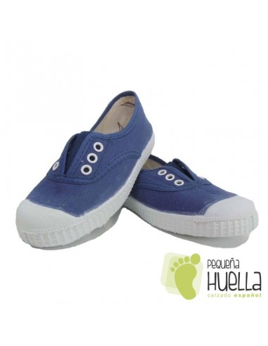 Zapatillas Lona Azul Tejano Niños Puntera de Goma, La Cadena.