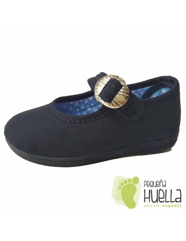 Merceditas para chica de tela azul marino