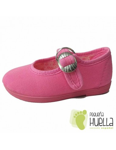 Merceditas para niñas de tela fucsia
