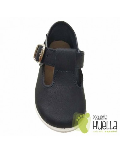 Pepitos Piel Azul Marino para Niños Con Hebilla