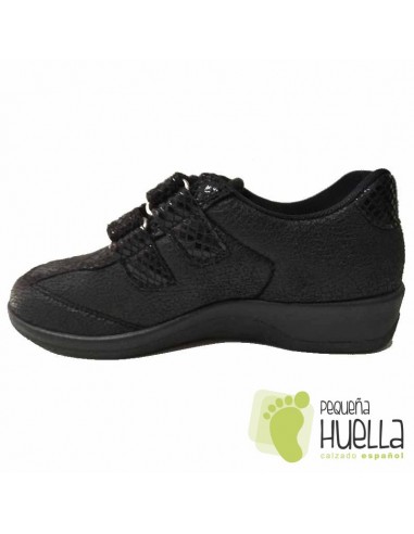 Zapatillas Negras Anatómicas Señora con Velcro, La Percla