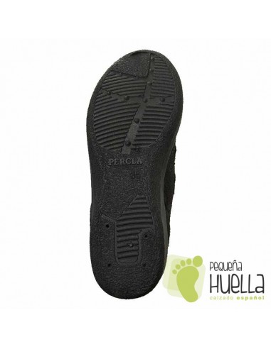 Zapatillas Negras Anatómicas Señora con Velcro, La Percla