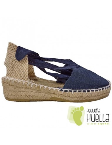 Alpargatas valencias azules para chicas con cintas
